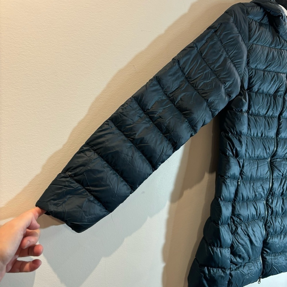 EDDIE BAUER Sz XS CirrusLite Grey Goose Down Slim Puffer Coat Hooded Parka NEW - Picture 6 of 15